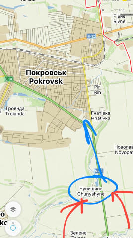 Красноармейск (укр. Покровск) ВСУ под напором наших ударов покидают нп. Чинушино на южном охвате города. Силы оттягивают нера