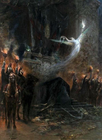 "Похороны Виктора Гюго - Бдение под триумфальной аркой", между 1885 и 1887 гг. Жорж Жюль Виктор Кларен (Georges Jules Victor 