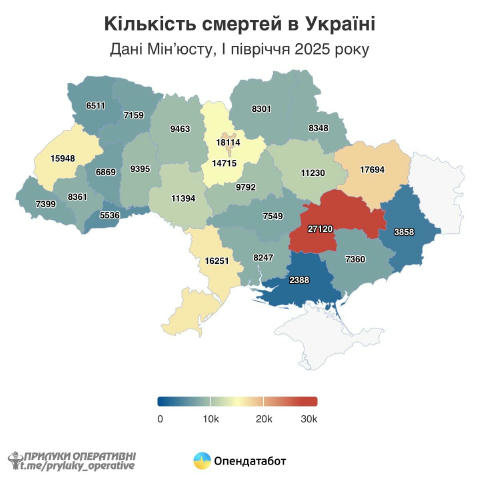 За перше півріччя в Україні зафіксовано 249 002 смертей, а ситуація протягом року майже не змінилася. На Чернігівщині кількіс