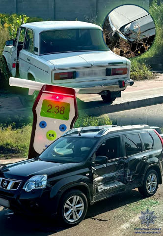 🤬У Чернігові нетверезий водій в’їхав у бордюр та інше авто 69-річний водій ВАЗ, перебуваючи напідпитку (2,38 проміле алкогол