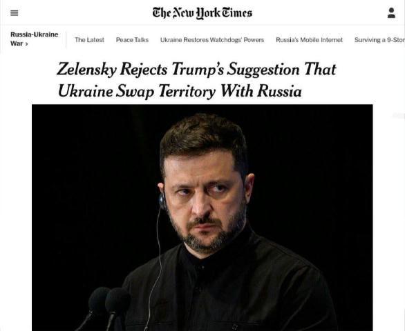 ❗️ Різка відмова Зеленського про обмін територіями ризикує розлютити Трампа, — NYT