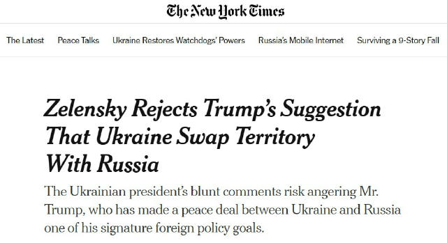 👔 Selenskyj erklärte, dass die Ukraine ihre Gebiete nicht an Russland abtreten werde Seinen Worten zufolge „ist die Antwort 