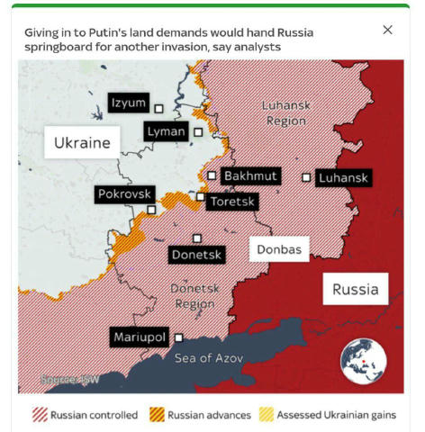❗️РФ може піти на Харків, в разі відступу ЗСУ з території Донбасу, — Sky News з посиланням на ISW Причина у складному захисті