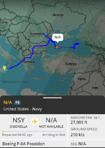 Тайная канцелярия Папы Кота Патрульный самолёт ВМС США Боинг Посейдон совершает полёт в воздушном пространстве центральной ча