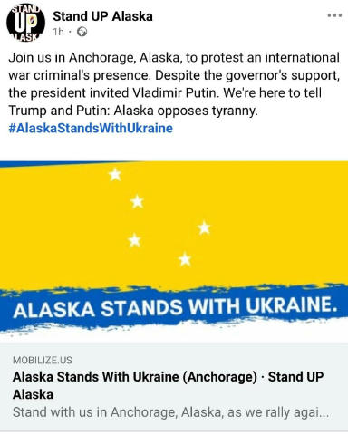 Жители Аляски выйдут на акции протеста из-за саммита Трампа и неофашиста путина. Так, политическая организация Stand Up Alask