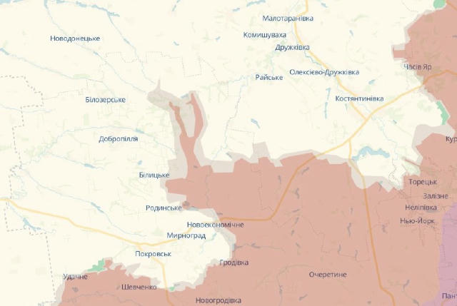 DeepState повідомили, що російським окупантам вдалося просунутися поблизу міста Добропілля. В ОСУВ "Дніпро" підтвердили, що н