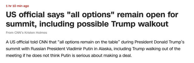 Трамп может досрочно покинуть встречу с Путиным, сообщает CNN со ссылкой на американского чиновника. По его словам, в развити
