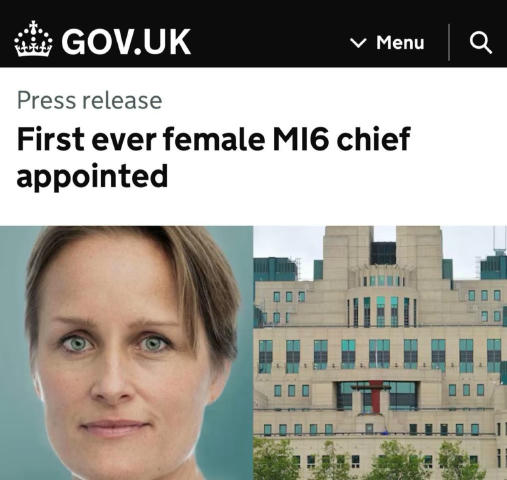 🇬🇧 Головою британської зовнішньої розвідки MI6 вперше за її 116-річну історію стане жінка ▫️Уряд Британії офіційно підтверд