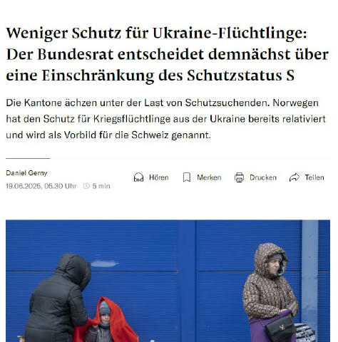 🇨🇭 Швейцарія готується скасувати захист для українських біженців Швейцарська народна партія запропонувала повністю скасуват