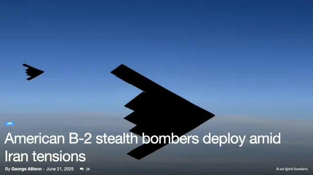 Стелс-бомбардировщики B-2 ВВС США вылетили в сторону Индийского океана - вероятна переброска к Ирану, - UK Defense Journal Ст