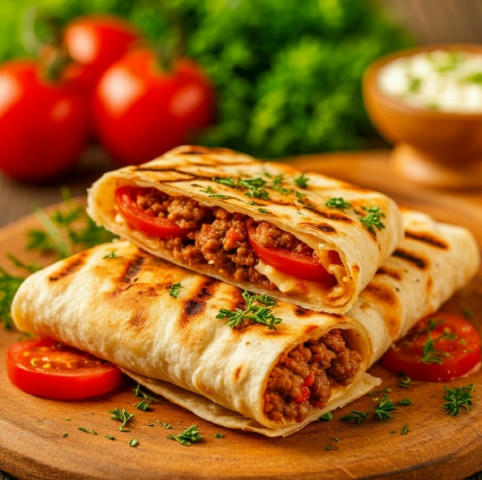 Рубрика "Рецепты"🍽 🌯 Сочные рулетики из лаваша с фаршем на гриле 🍖 Идеальная закуска для пикника или семейного ужина! Хрус