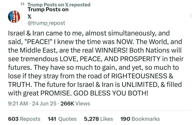 🕊 Трамп заявив, що Іран та Ізраїль домовилися про припинення вогню. На цьому фоні BTC у моменті подолав позначку $106 тис , 