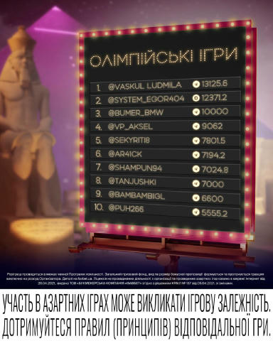 Вітаємо переможців червня, ваші винагороди будуть нараховані 03.07.2025 🤩 Рухаємося далі 🙃 Для участі в розіграші “Олімпійс