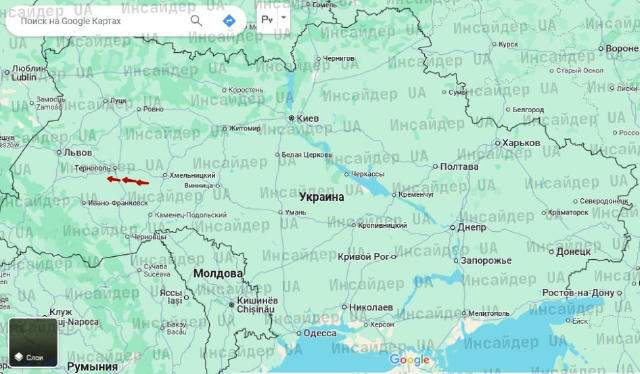 ❗️Ракеты пролетают Хмельницкую область и движутся в направлении Тернополя/Ивано-Франковска. Летят там же, где и на карте. Под