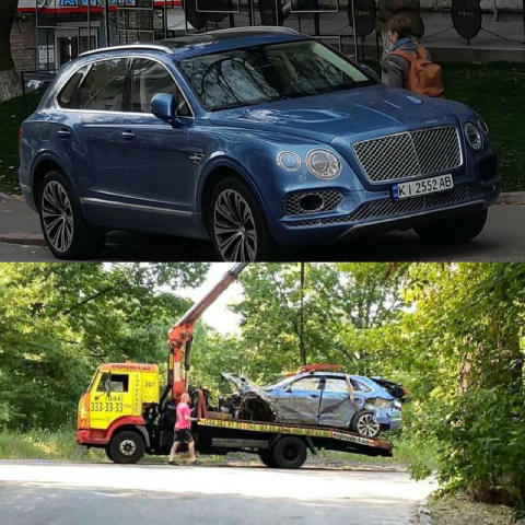 У Києві суперлюксову Bentley Bentayga розбили у мотлох через день після купівлі Киянин купив новеньку Bentley, покликав друзі
