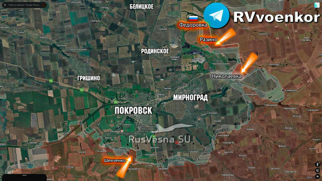 🇷🇺«🅾️тважные» подходят к Покровску и берут город в клещи, наступая с флангов ▪️Под Покровском российские войска продвинули