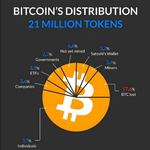 💥 Хто володіє всіма 21 млн BTC? Оновлений розподіл на липень 2025 👇 📦 Загальний обсяг: 21 000 000 BTC Ось як усе розподіле