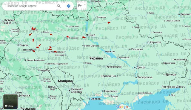❗️Дронов осталось мало. Около 14 БПЛА в небе над Украиной. Там же, где и на карте По ракетам чисто. Ждем отбоев и спать. Подп